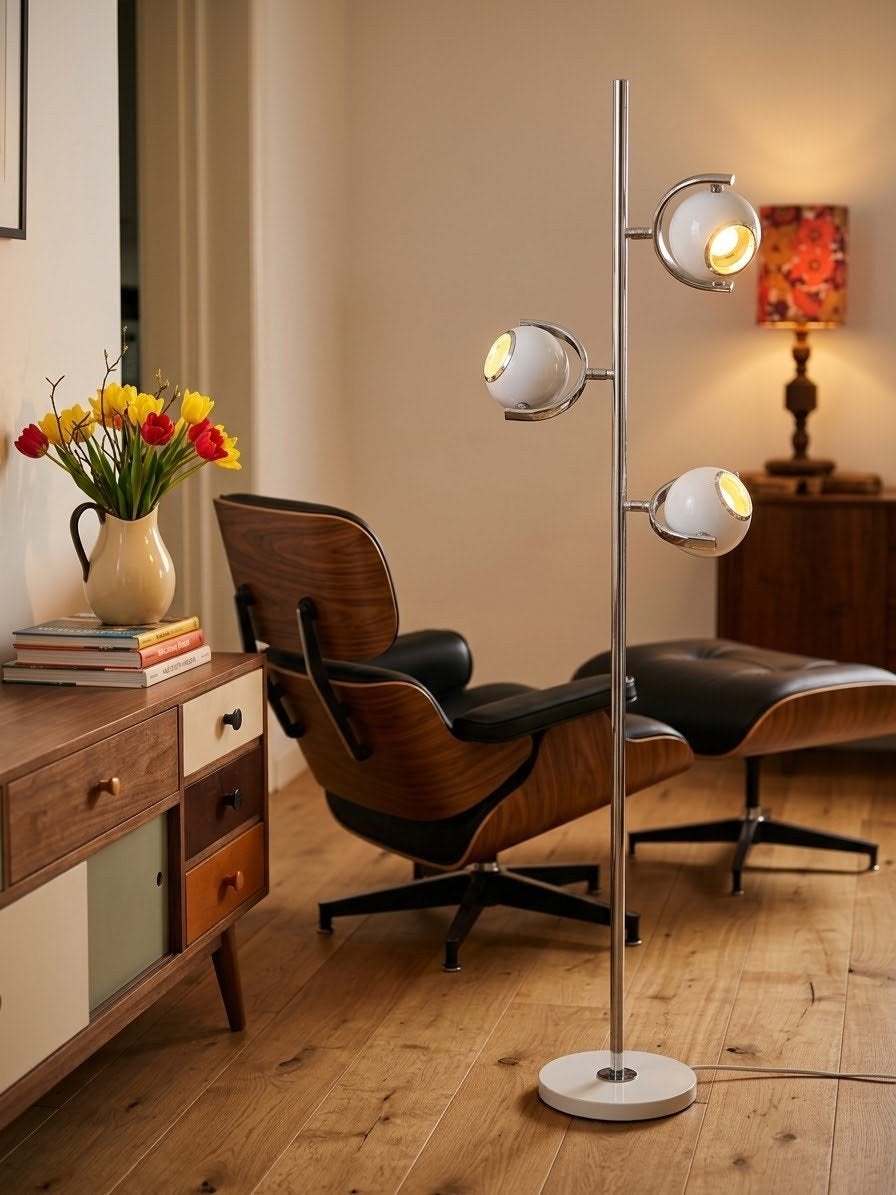 Moderne retro bollenlamp / vloerlamp Lotte Spage Age look, Ophalen, ..@ .., ..., Intergamma