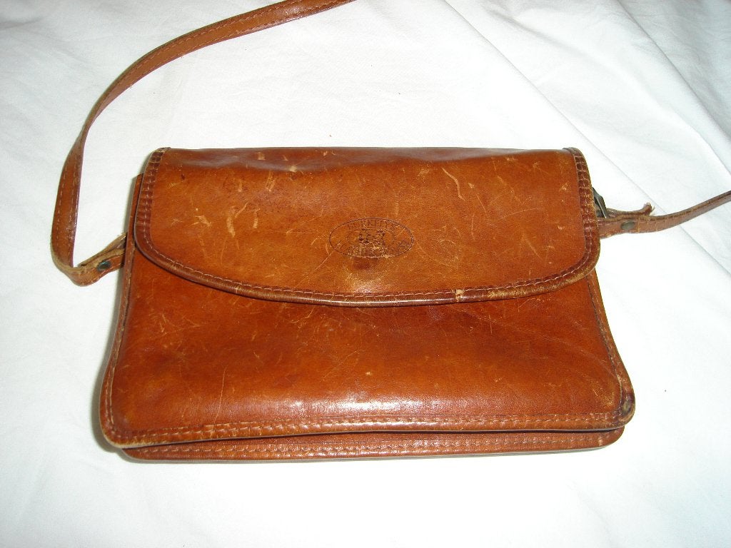 handtasje/vintage/lerentasje/lederen tas/eurkely tasje/tas, Ophalen, Gebruikt, Bruin, Handtas