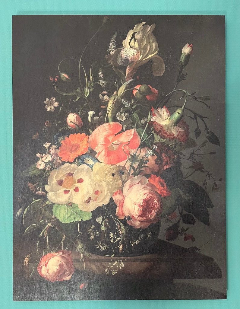 Print op hout Golden Age Flowers (KEK), Ophalen, Gebruikt, 50 tot 75 cm, Print