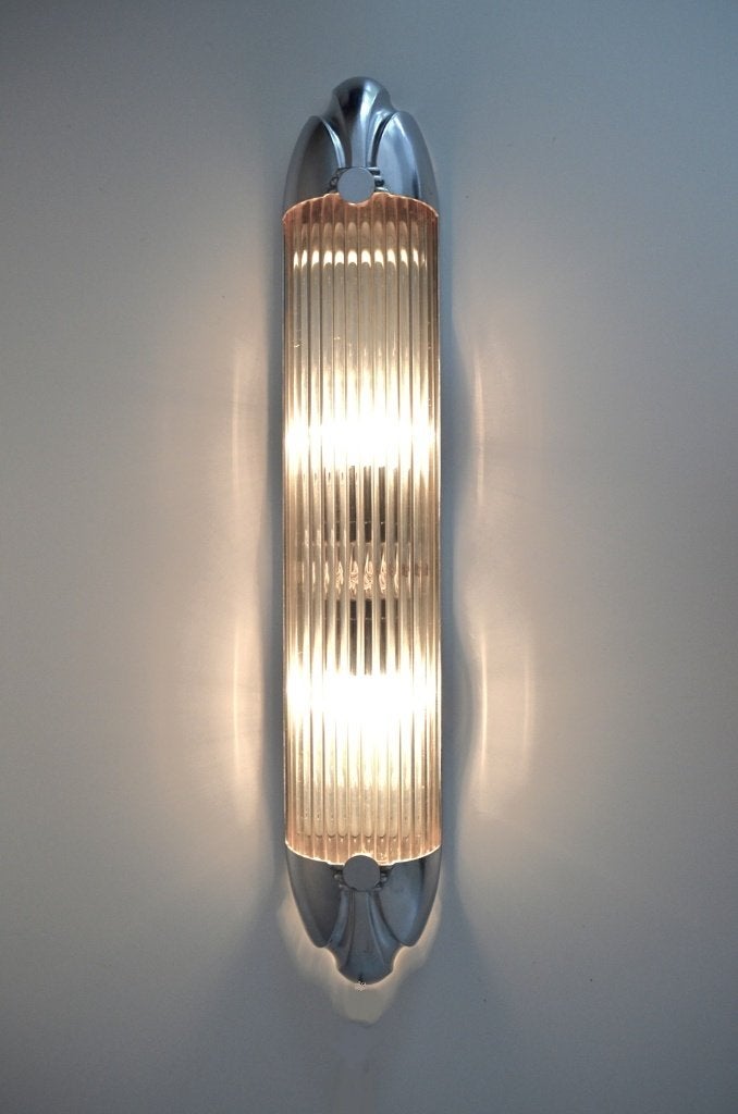 XL Art-Deco / Art-Nouveau lamp - Nikkel met glas - 5 st aanw, Ophalen, Gebruikt, Glas, Art-Deco, Art-Nouveau, Hotel Chique, Gispen, Amsterdamse school
