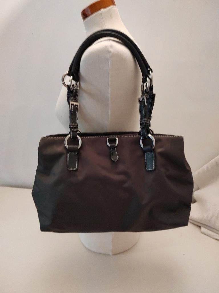 K438 ABRO accessories bruine schoudertas van nylon en PU led, Sieraden, Tassen en Uiterlijk, Schoudertasje, -, Ophalen of Verzenden