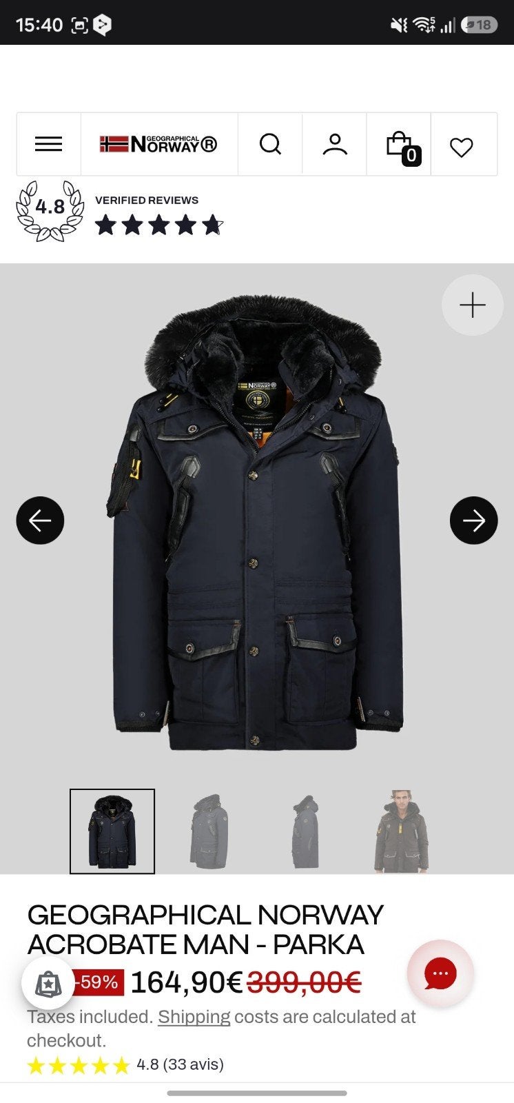 Geographical Norway Acrobaten Man Parka,  winter jas, Blauw, Ophalen of Verzenden, Zo goed als nieuw, Geographical Norway