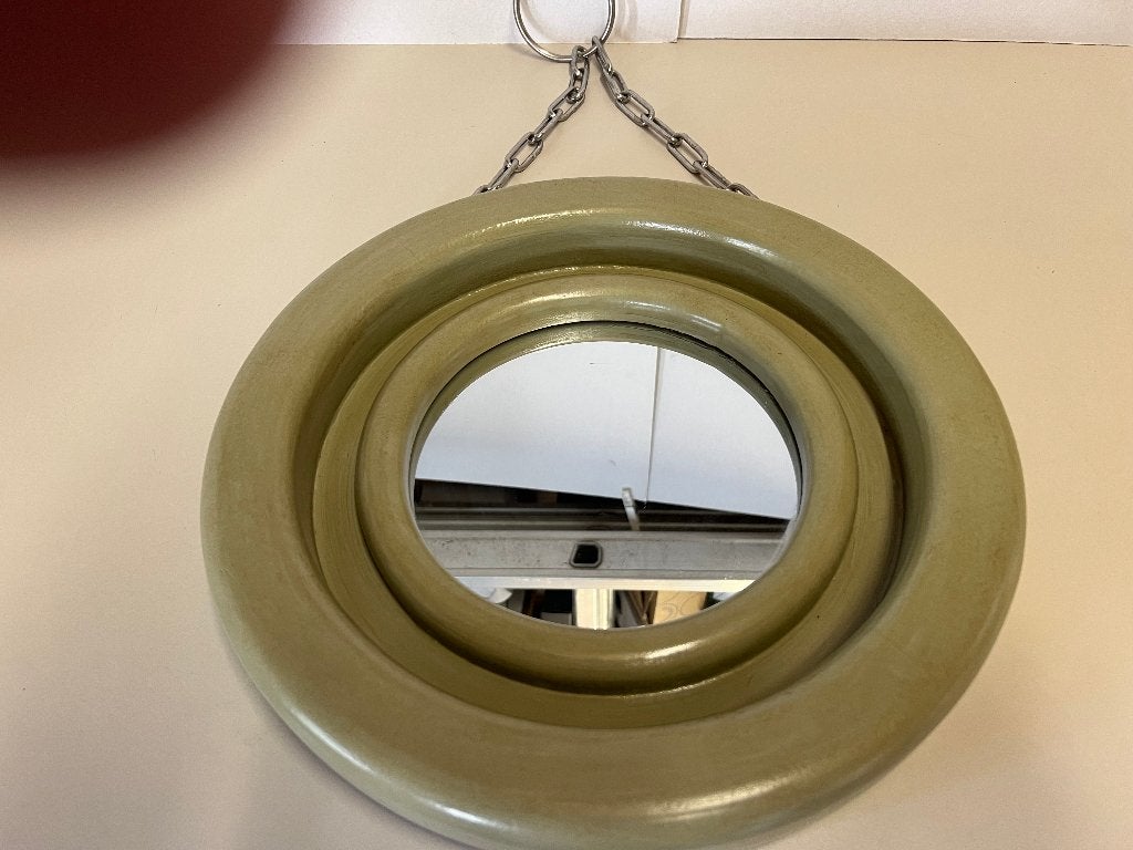 Spiegel decoratie of foto, Minder dan 50 cm, Rond, Ophalen of Verzenden, Zo goed als nieuw