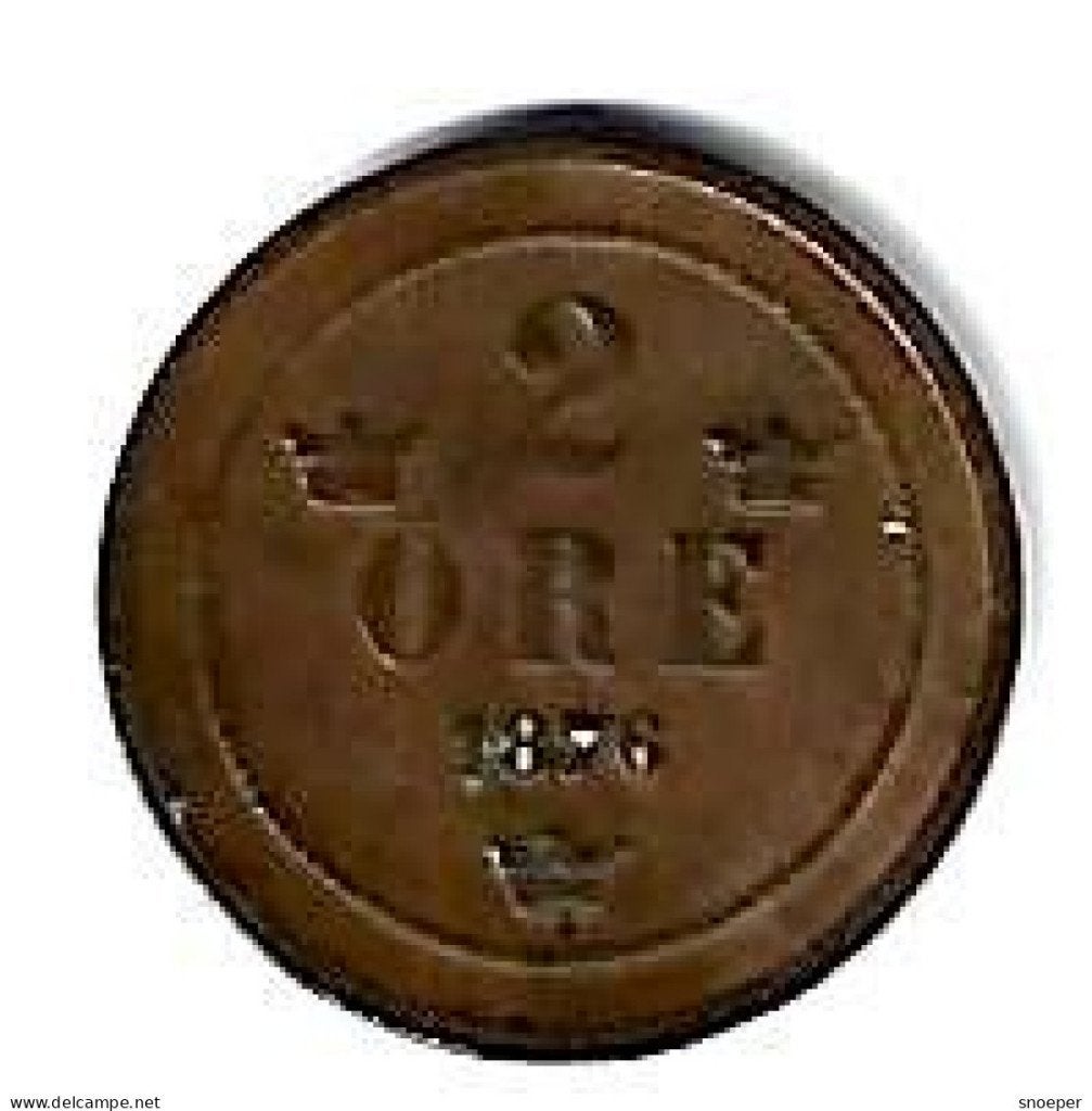 sweden 2 ore 1876 km 735 vf, Verzenden, Overige landen, Losse munt