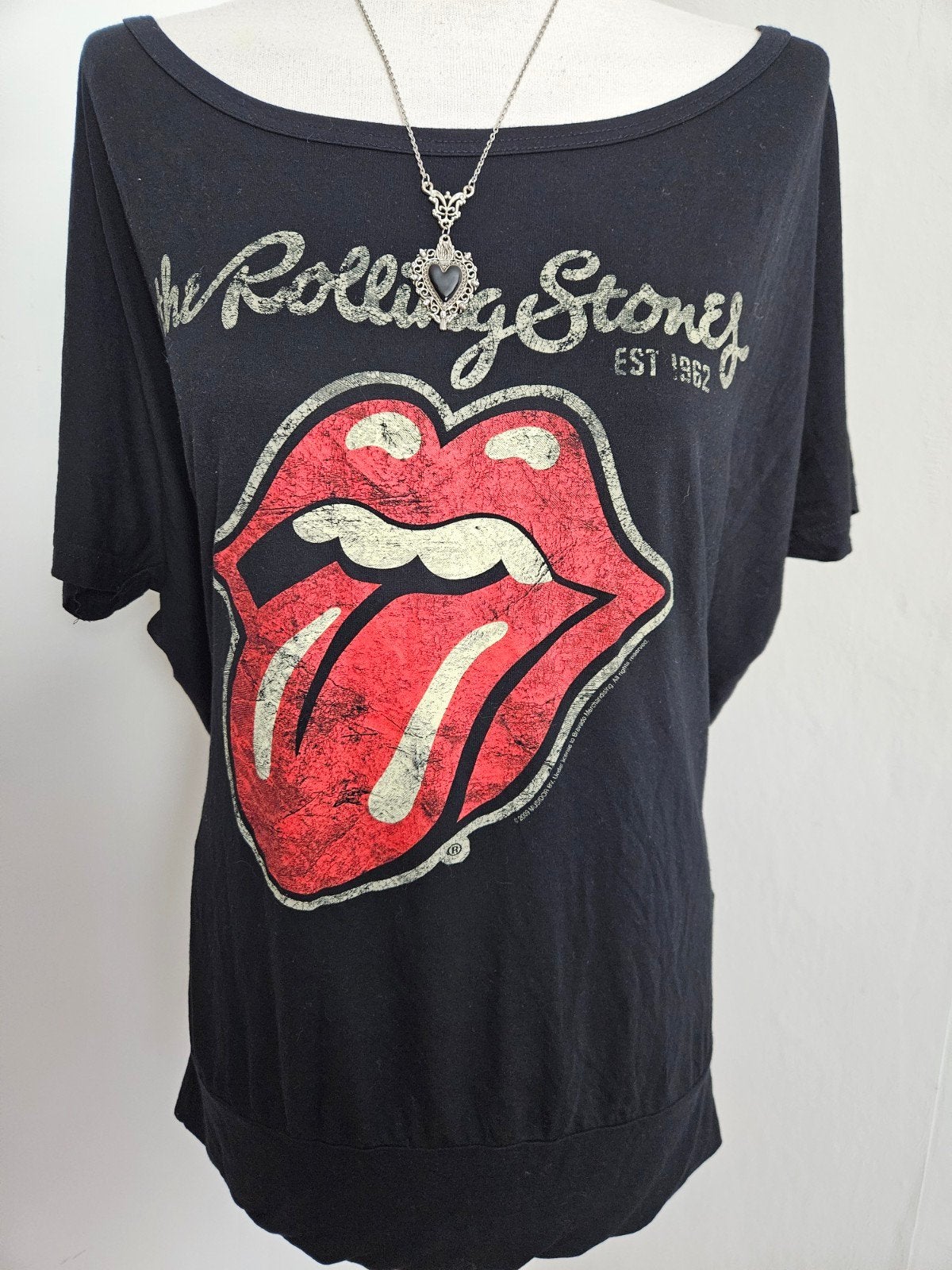 Geweldig z.g.a.n. oversized Rolling Stones shirt!, Kleding | Dames, T-shirts, Zo goed als nieuw, Maat 38/40 (M), Zwart, Korte mouw