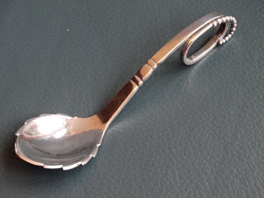 Zilveren art deco jamlepel uit 1931 maker Mansvelt confiture, Verzenden, Zilver