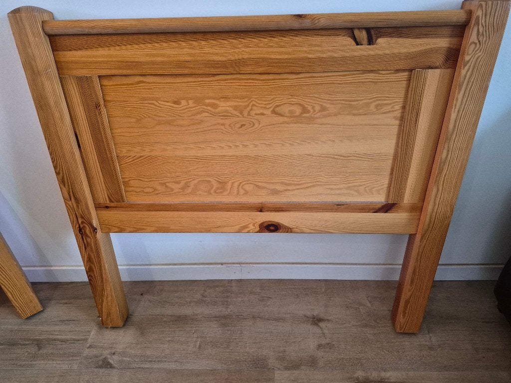 Voor en achterkant bed, Ophalen, 100 cm, Eenpersoons, Bruin