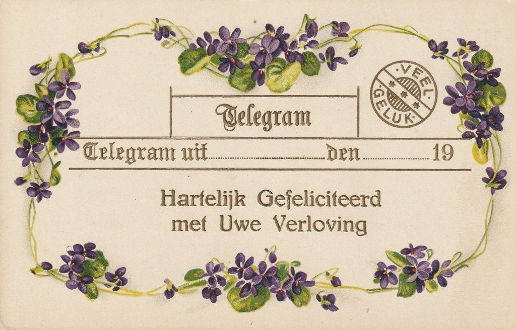 RELIEF GELUKS TELEGRAM jaren 30 ZEER MOOIE OUDE KAART KN731, Ophalen of Verzenden, 1920 tot 1940, Ongelopen, Overige thema's