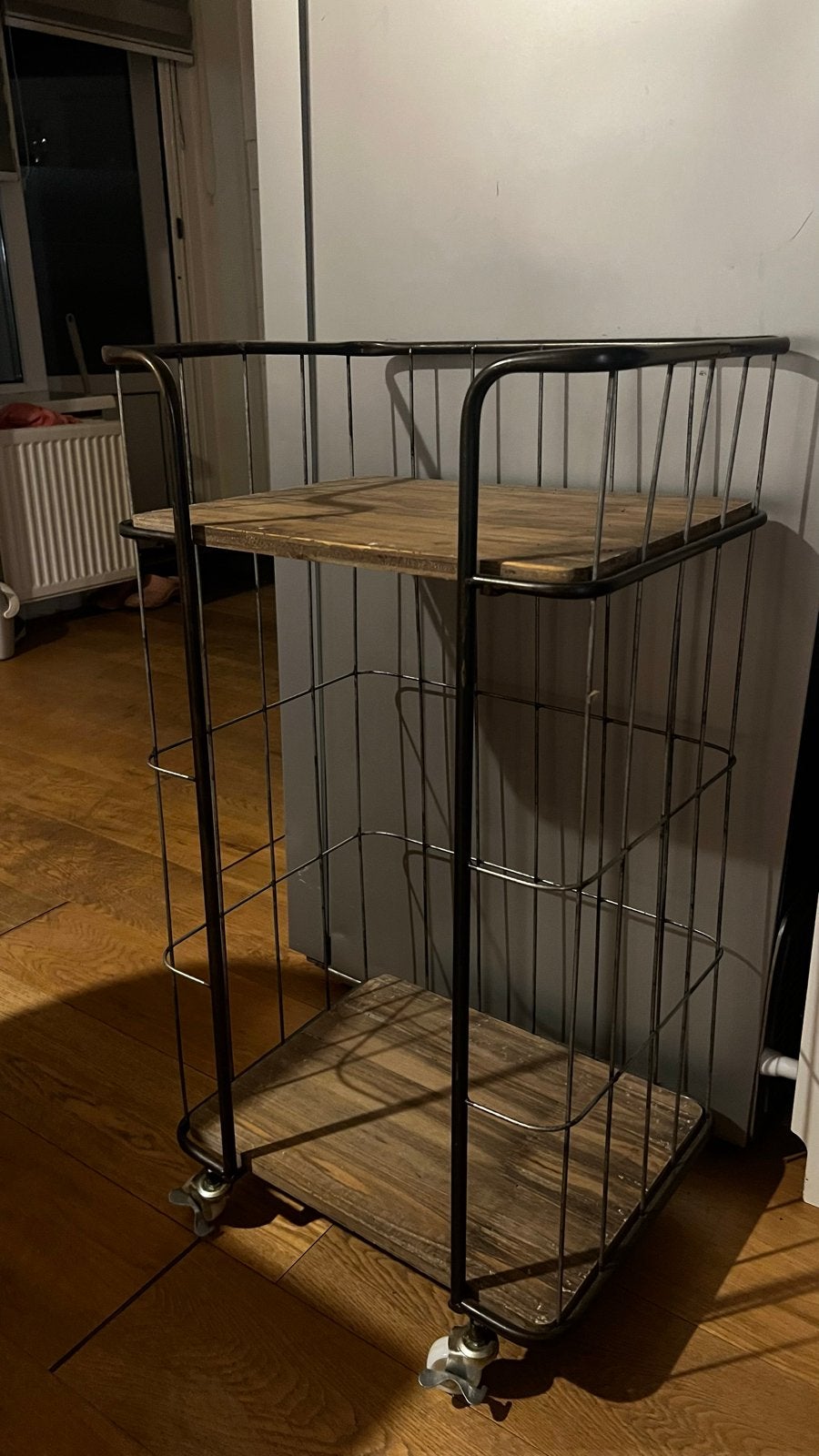 Rijdend stellingkastje met houten planken, Huis en Inrichting, Ophalen of Verzenden, Gebruikt