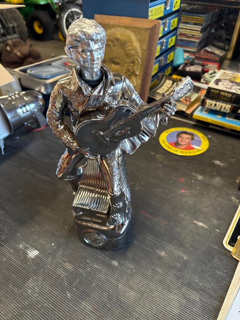 Elvis Presley Beeld met Munt & Werkende Muziekdoos, Ophalen, Gebruikt, Pop, Beeldje of Miniatuur