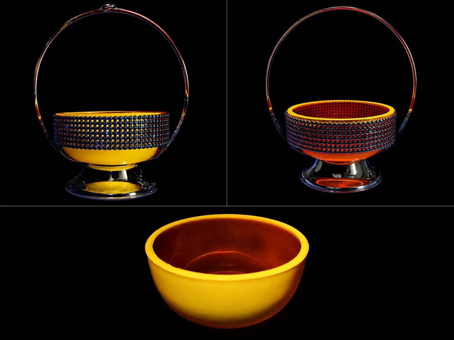 Vintage cadmium glas bonbonniere suikerpotje, Ophalen of Verzenden