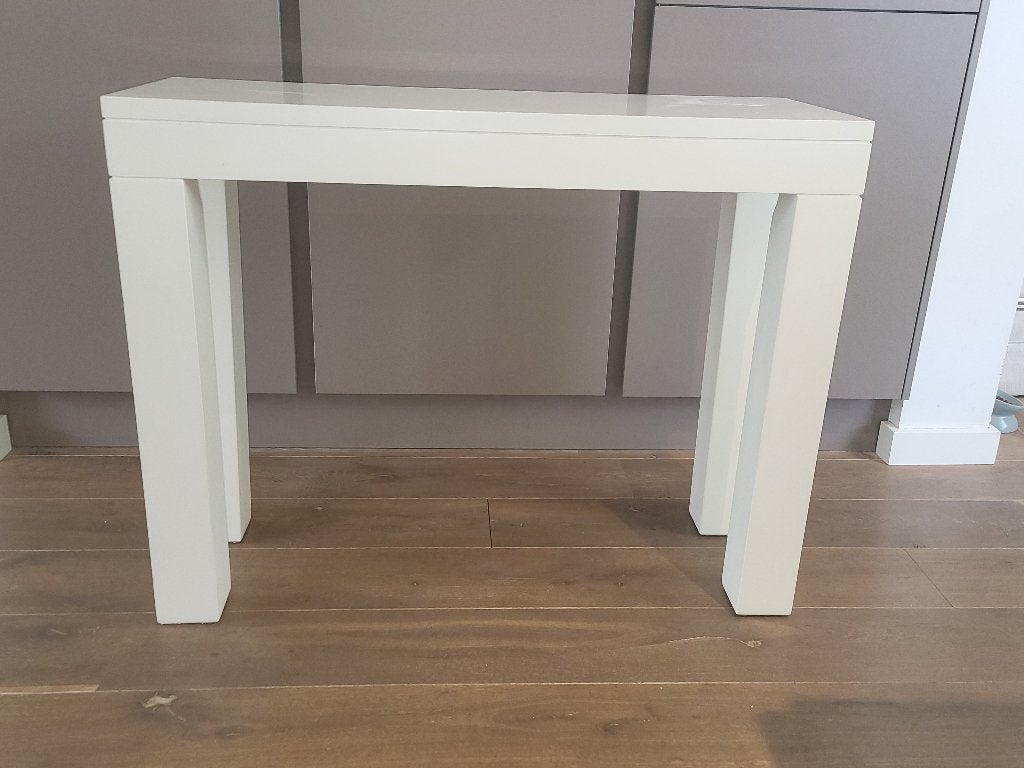 Zware MDF witte Side Table, Ophalen, Gebruikt, 50 tot 100 cm, Overige houtsoorten