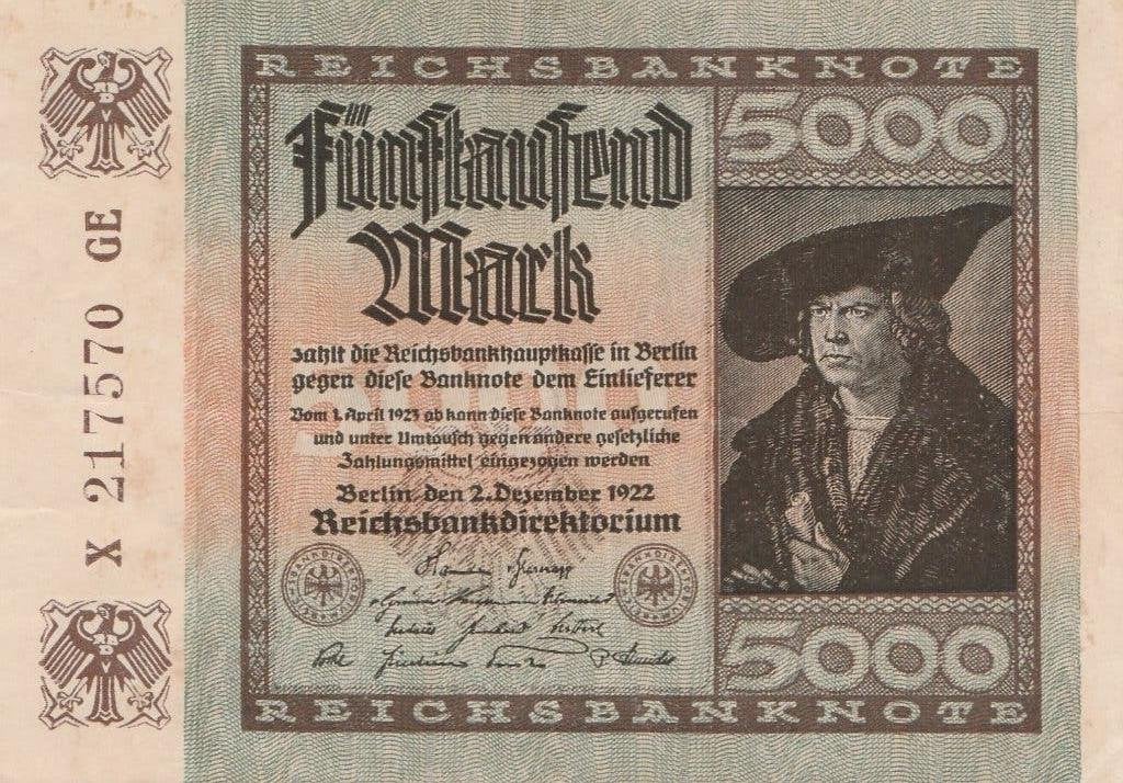 1922 Duitsland 5000 Mark Reichsbankbiljet, Ophalen of Verzenden, Duitsland, Los biljet