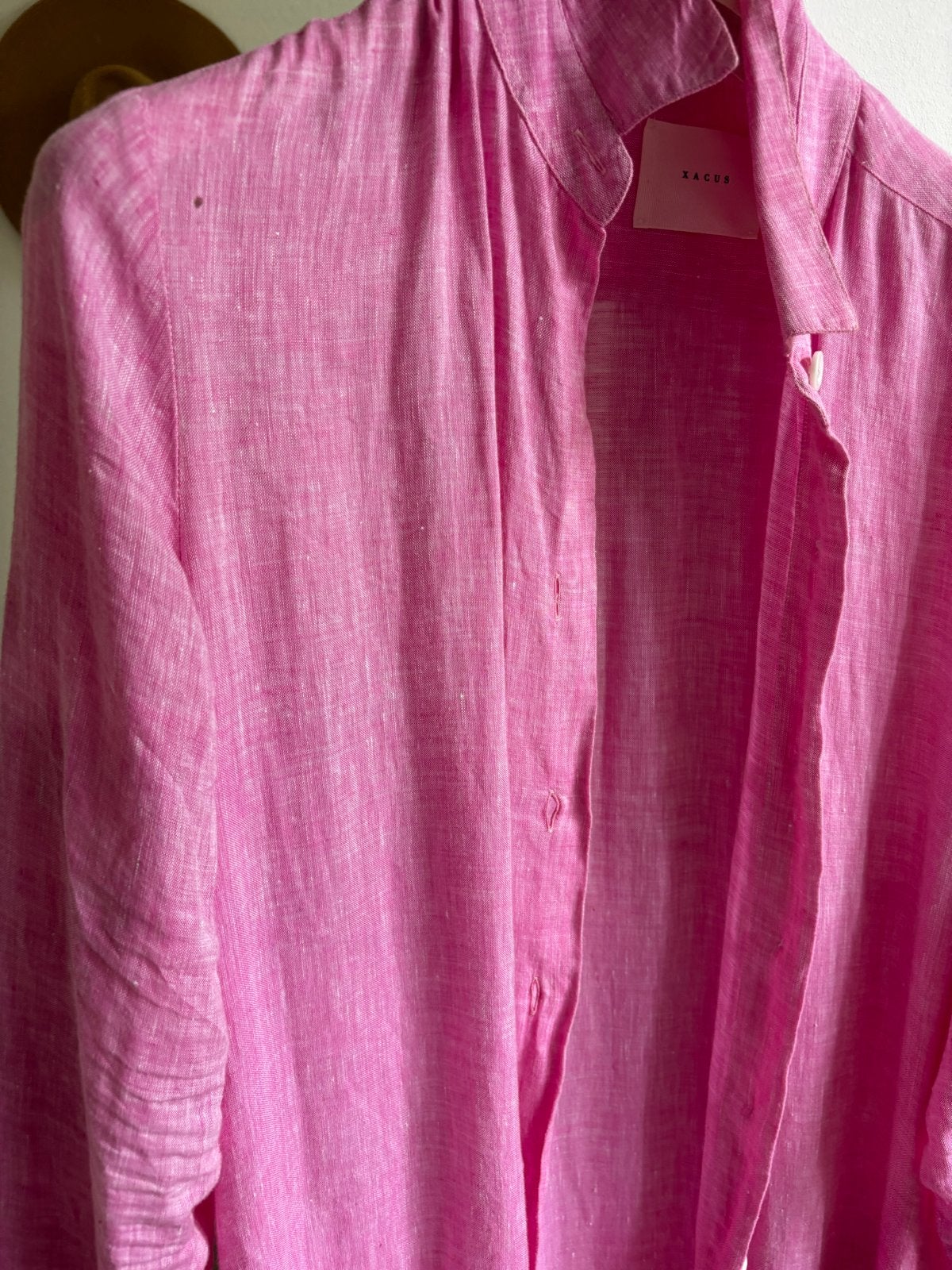 Lange roze linnen jurk van Xacus by Pauw met zijsplitten, Kleding | Dames, Maat 38/40 (M), Ophalen of Verzenden, Roze, Gedragen