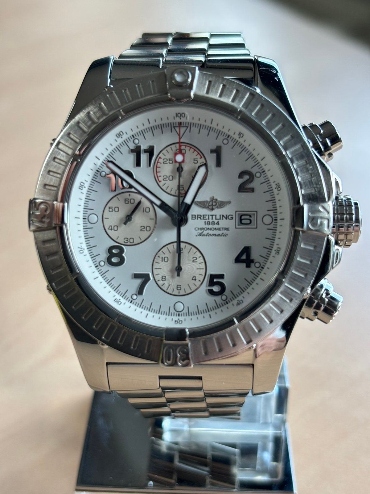 Breitling super avenger - full set, Ophalen of Verzenden, Zo goed als nieuw, Staal, Breitling