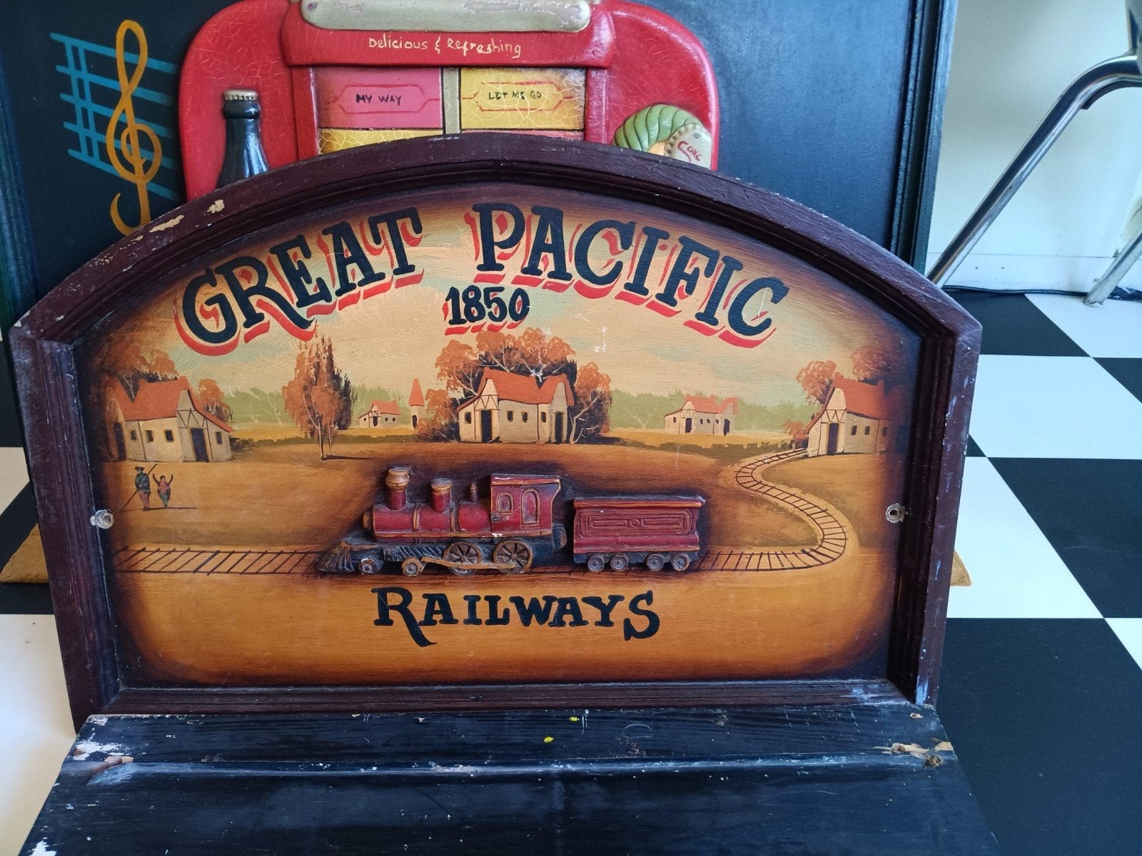 Vintage 'Great Pacific Railways' Wanddecoratie, Ophalen of Verzenden