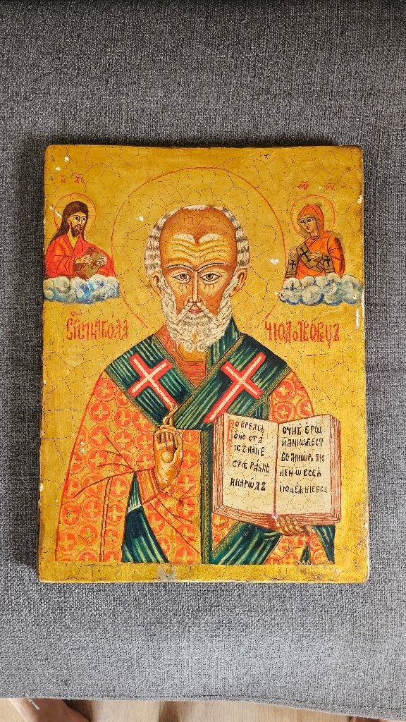 Russian Orthodox Icon on Wood, Tempera and Gilding, Ophalen of Verzenden