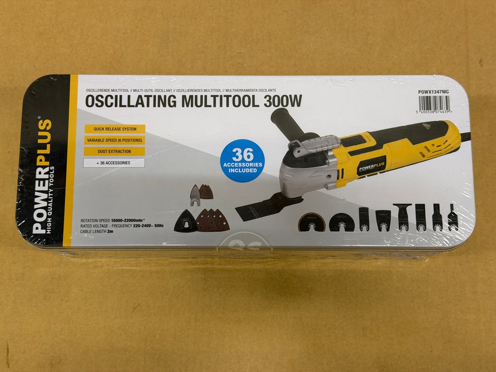 Powerplus POWX1347MC Oscillerende Multitool 300W + 36 Acc., Ophalen of Verzenden, Nieuw, Multitool, Overige merken
