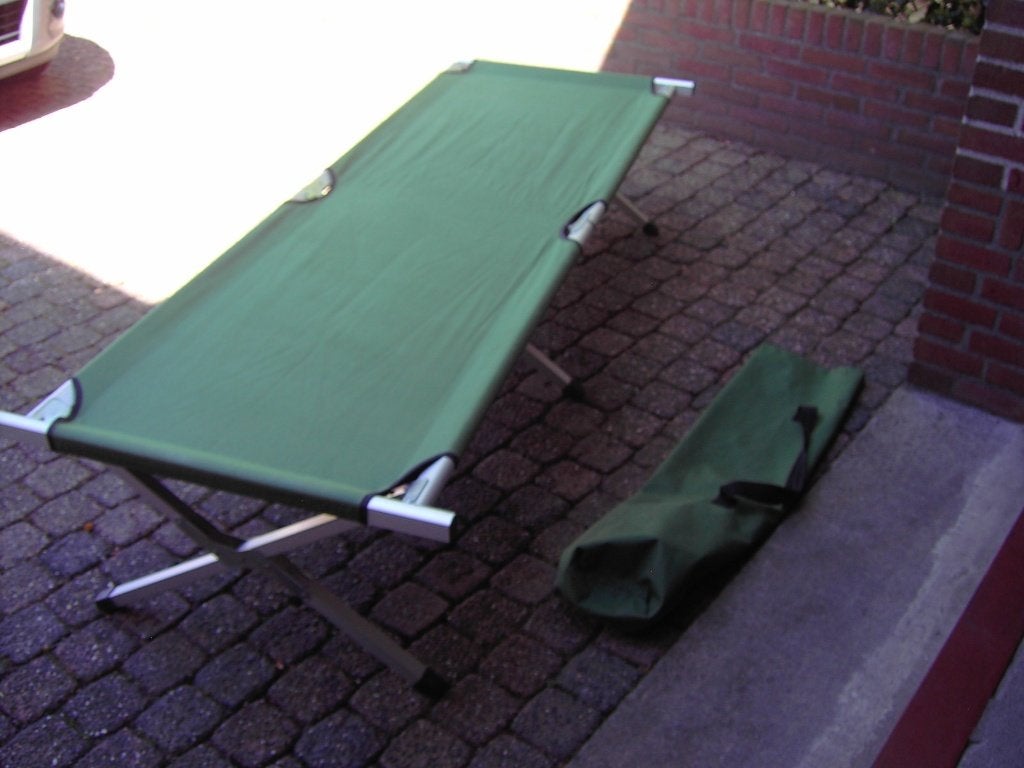 stretcher veldbed op pootjes 190 x 65 hoog 40 cm compleet, Ophalen, Zo goed als nieuw, Aluminium, Inklapbaar