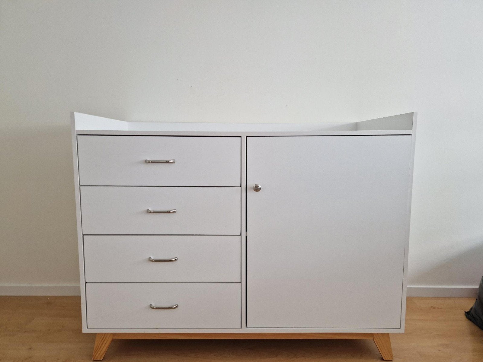 Witte commode en kledingkast, Gebruikt, 100 tot 150 cm, Modern, Scandinavisch, 150 tot 200 cm