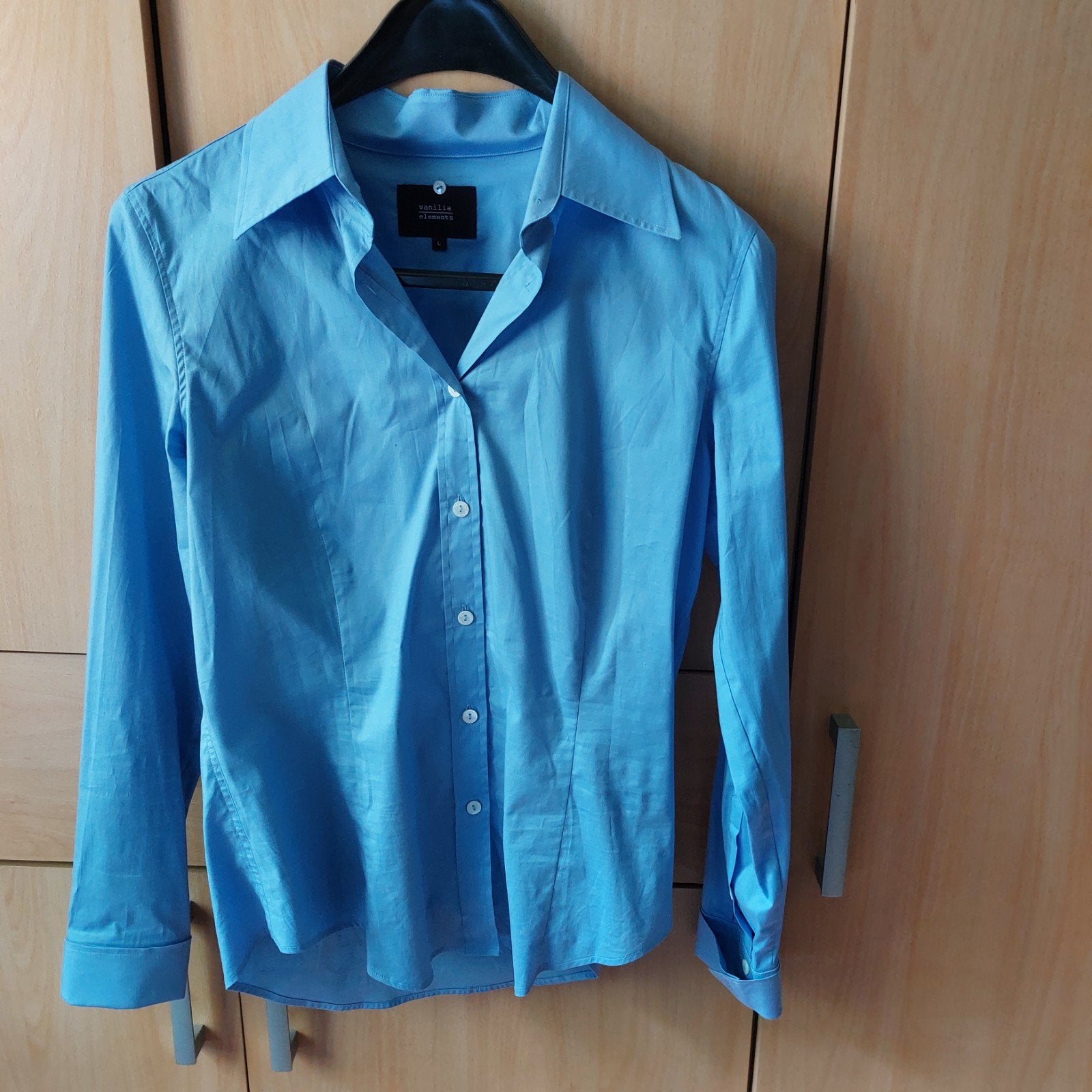 Vanilia Elements Lichtblauwe Blouse Maat L, Blauw, Ophalen of Verzenden, Zo goed als nieuw, Maat 38/40 (M)