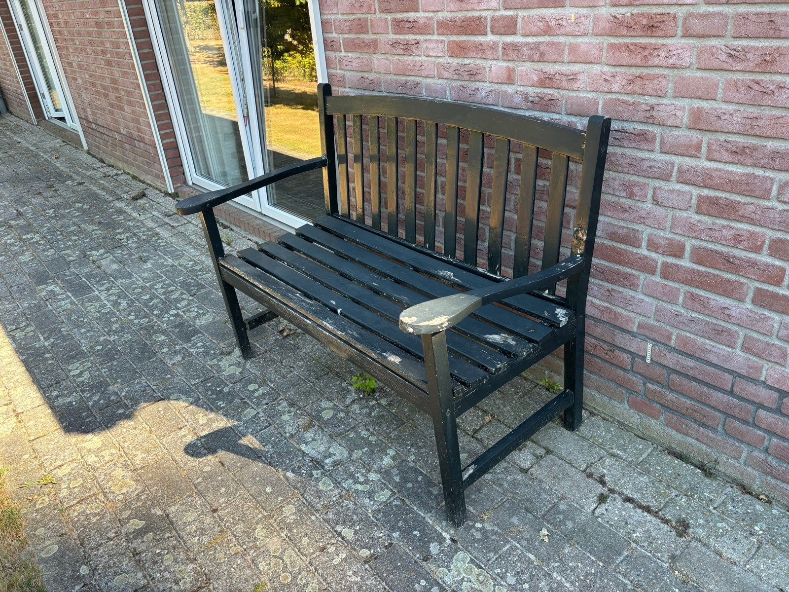 Opknapper: Groen houten bankje voor buiten, Ophalen, Gebruikt, Hout