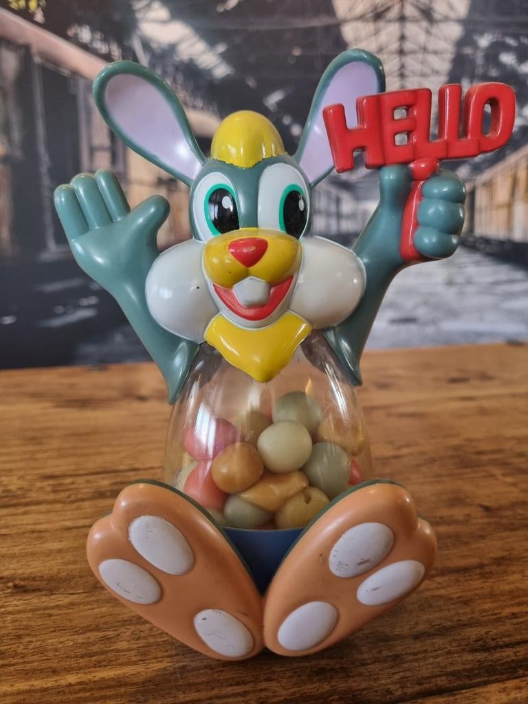 Vintage Konijn Snoep Dispenser - Hello Konijn, Ophalen of Verzenden, Gebruikt