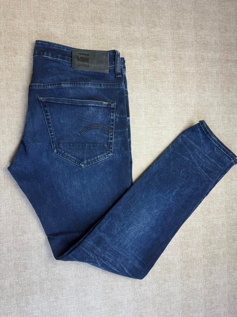 Jeans donkerblauw slim W33 L34 – G-Star 3301, Ophalen of Verzenden, Zo goed als nieuw, Blauw, W33 - W34 (confectie 48/50)