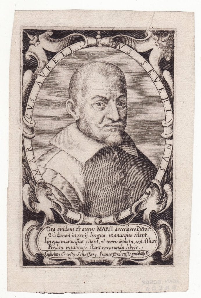 Marcus Aurelius Severinus chirurg ets / gravure 17e eeuw, Antiek en Kunst, Ophalen of Verzenden, Portret, Gravure, Blanco verso