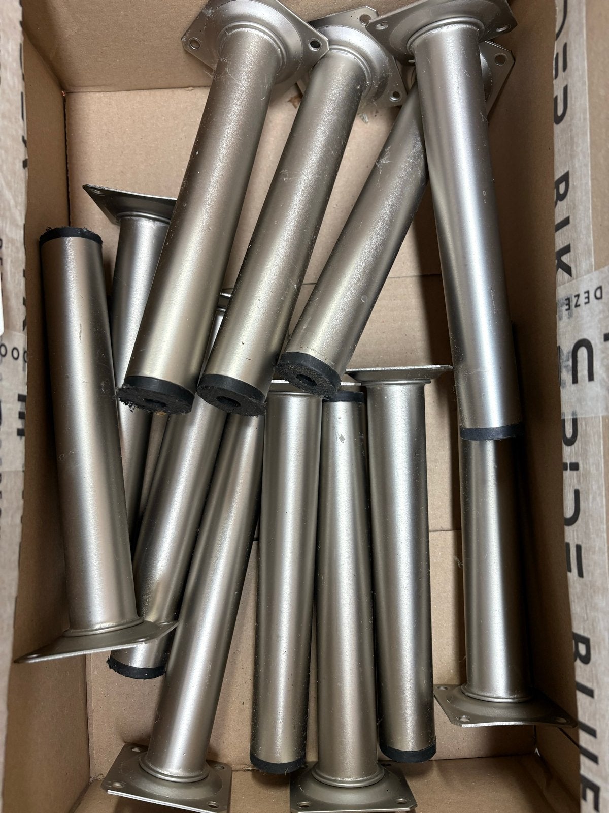Set van 12 meubelpoten, 20cm mat RVS, zilverkleurig, Ophalen of Verzenden, Gebruikt, Zilver, Metaal