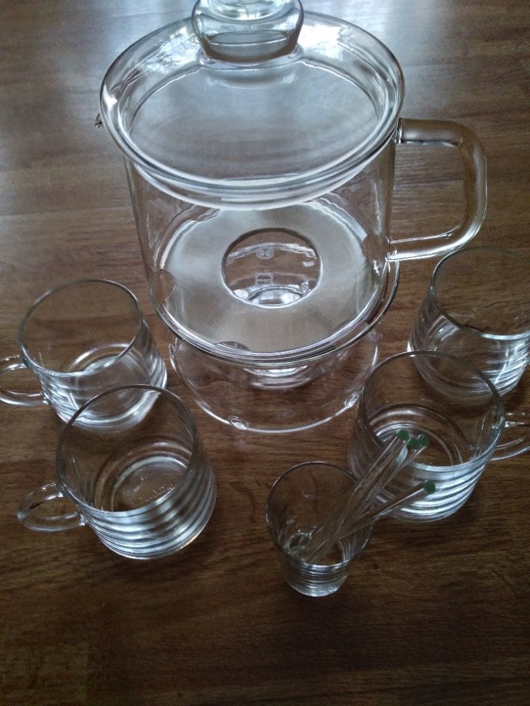 Douwe Egberts / Pickwick glazen theeset, Ophalen, Glas of Glazen, Overige merken, Overige stijlen