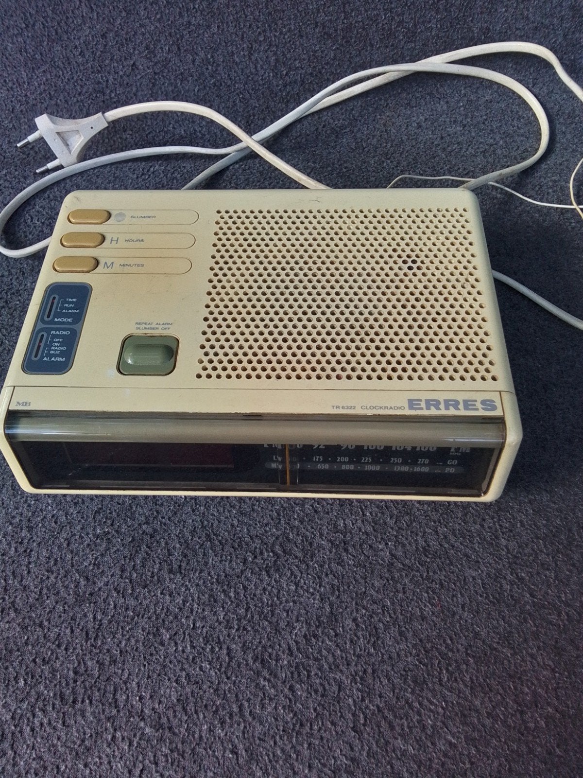 Vintage Erres Wekkerradio TR6322/04 - Goed Geluid, Ophalen of Verzenden, Gebruikt, Radio
