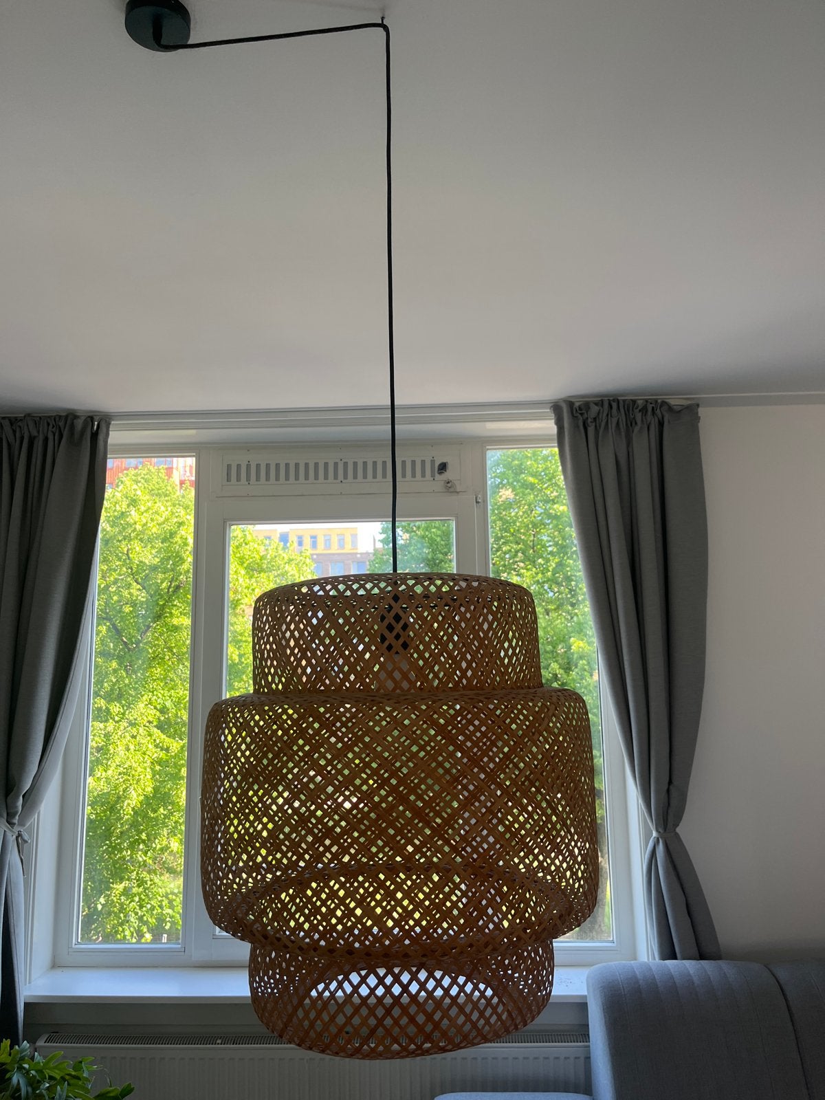 Ikea Sinnerlig bamboe lamp, Ophalen, Zo goed als nieuw, Hout, 75 cm of meer