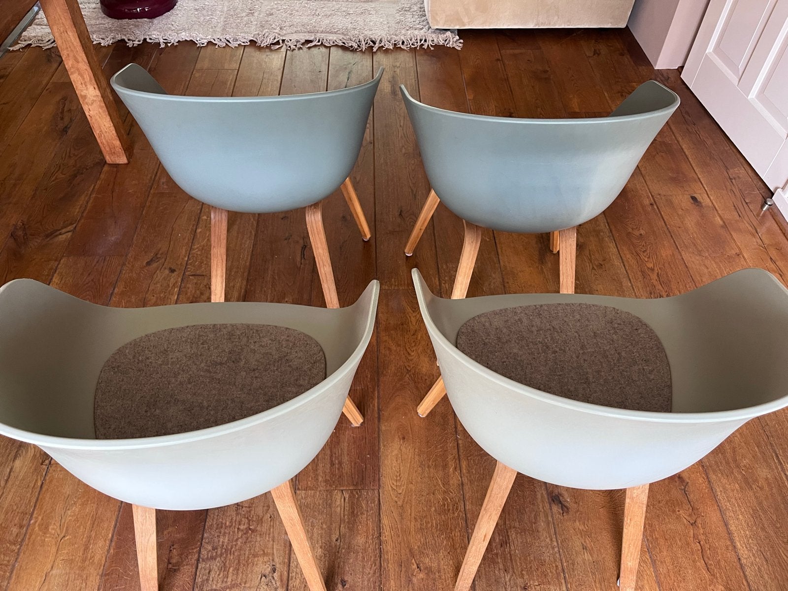 4x HAY eettafelstoelen met losse inlegzitting, Ophalen, Kunststof, Gebruikt, Overige kleuren