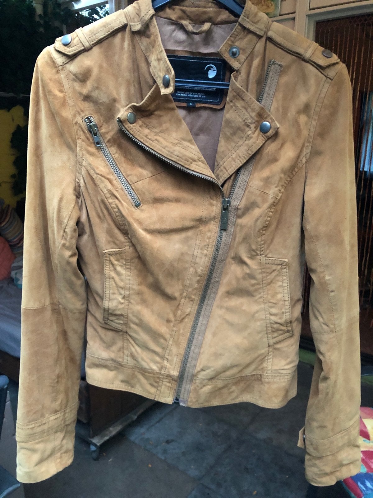 Goosecraft Biker motorjas bikerjack 003 suède jas, maat S, Ophalen, Zo goed als nieuw, Maat 36 (S), Bruin