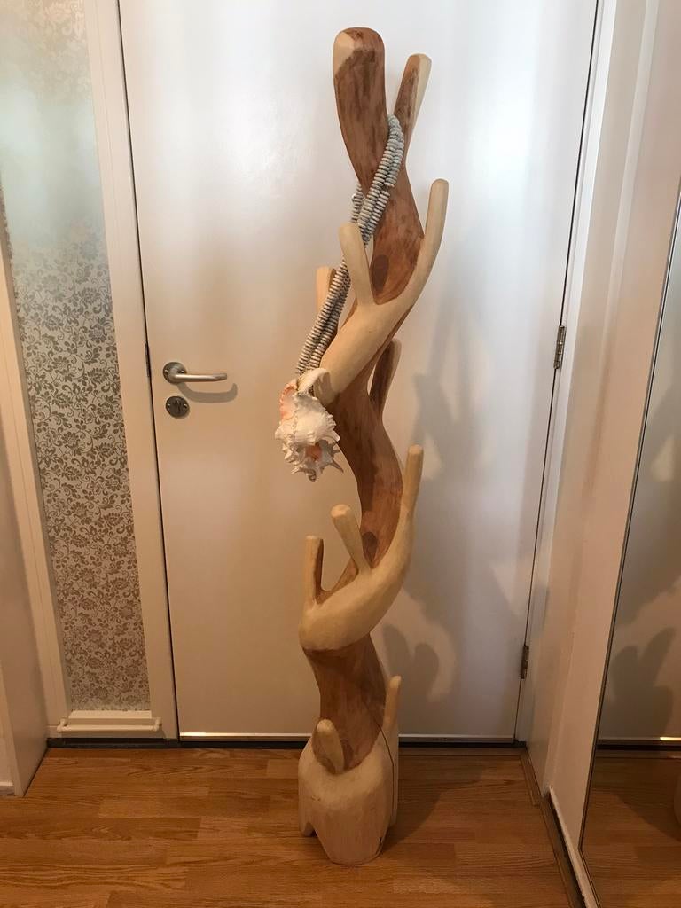 Mooie staande hout houten kapstok Bali gedraaid, Huis en Inrichting, Ophalen, Zo goed als nieuw, Staande kapstok, 150 tot 200 cm