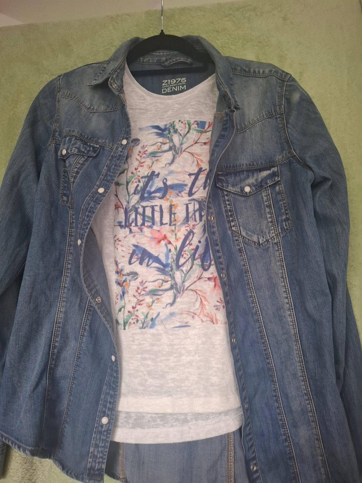 Zara denim blouse maat S met gratis shirt, Blauw, Zara, Ophalen of Verzenden, Maat 36 (S)