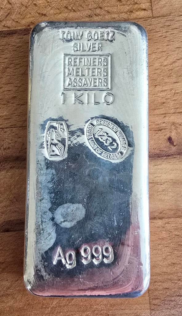 Zilverbaar 1 kg - Tony Goetz - Ag 999, Postzegels en Munten, Ophalen of Verzenden, Zilver