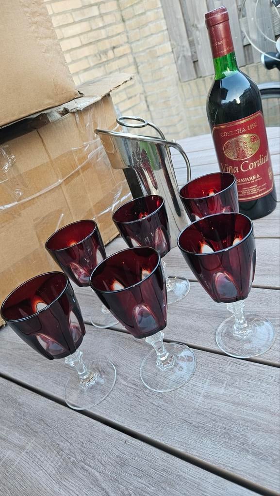Unieke vintage glazen en wijn, Ophalen of Verzenden