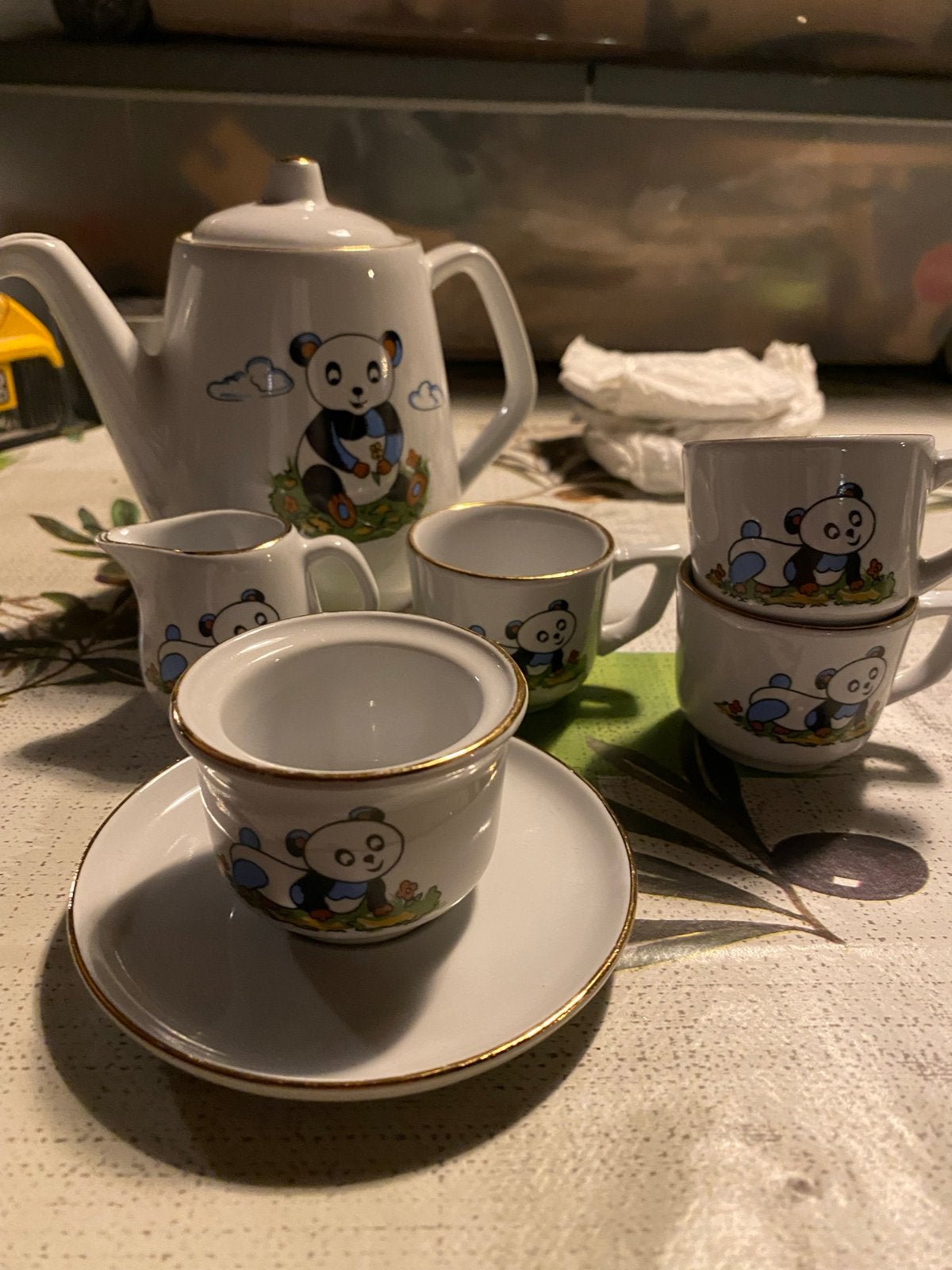 Douwe Egberts Kinder Theeservies met Panda Decoratie, Ophalen of Verzenden, Gebruikt