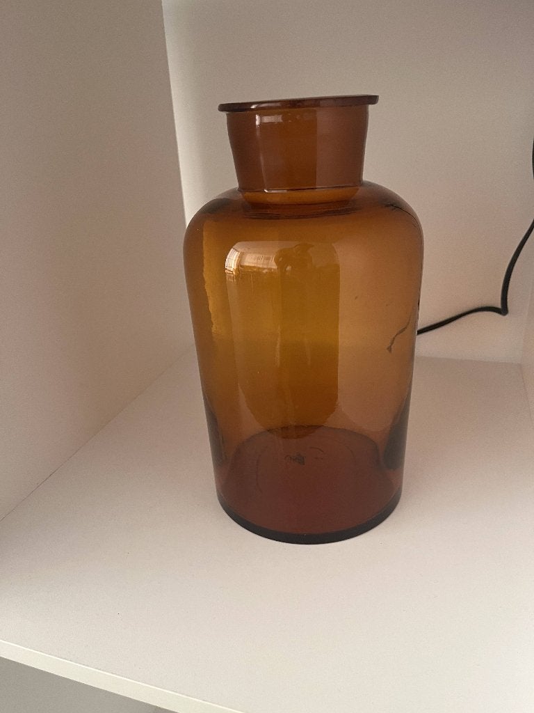 Vintage apothekersfles / vaas van bruin glas, Ophalen