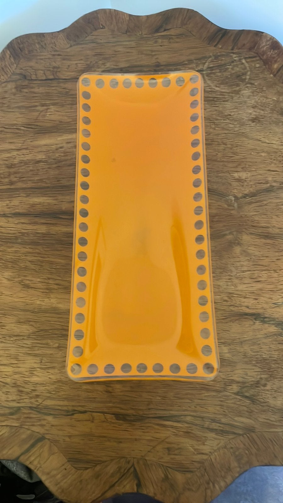 Vintage cakeschaal presenteerschaal oranje glas, Ophalen of Verzenden, Huis en Inrichting