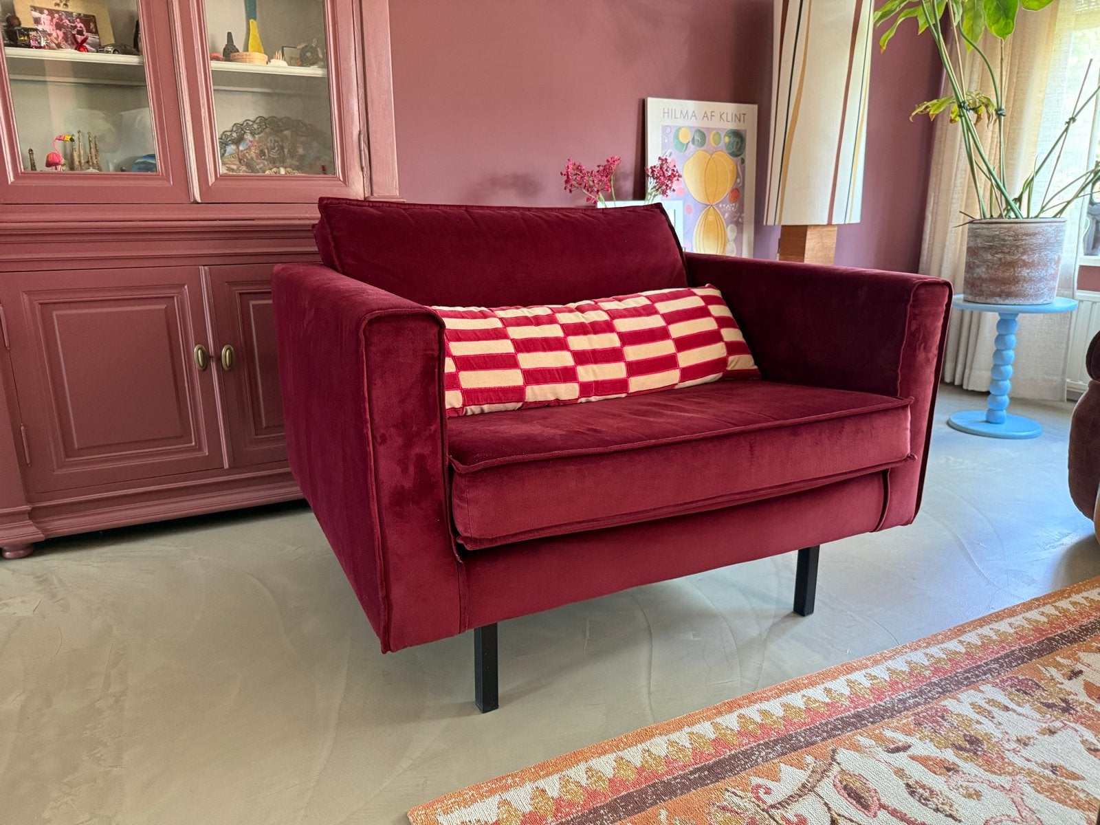 Sissy-Boy Homeland Loveseat - Bordeauxrood Fluweel, Ophalen, 75 tot 100 cm, Zo goed als nieuw, 100 tot 125 cm