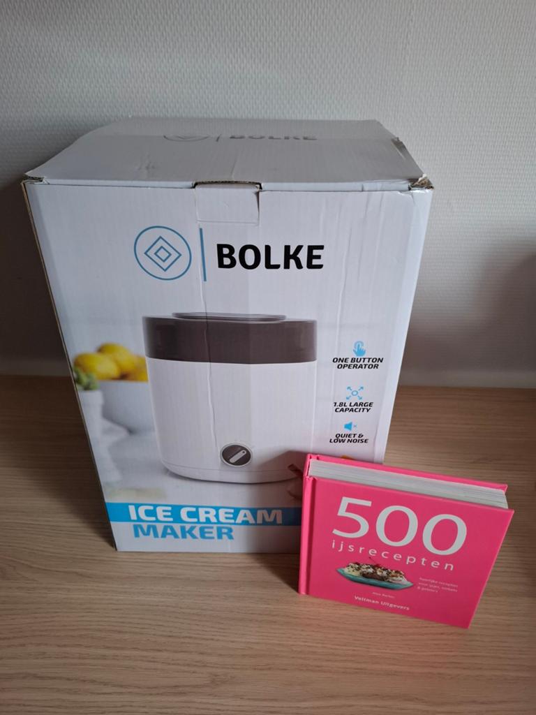 BOLKE Ice Cream Maker met boekje, Overige typen, Nieuw, Ophalen of Verzenden, Wit