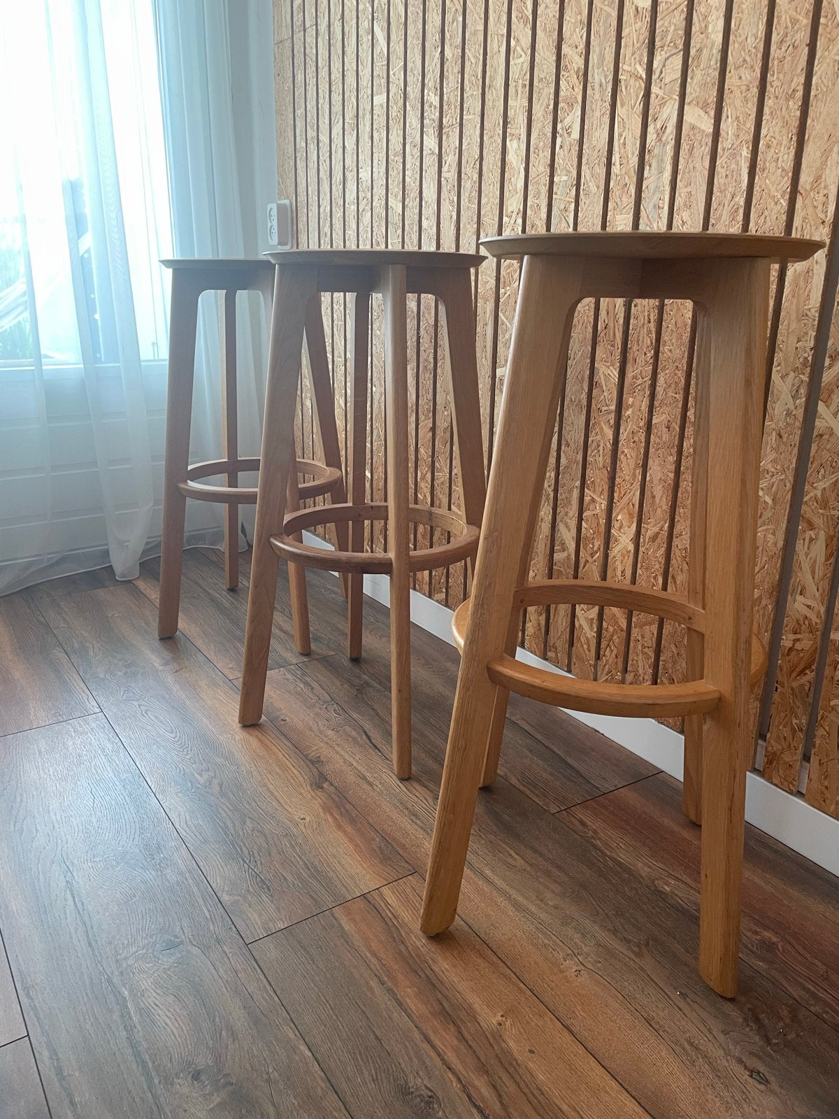 Set van 3 Zeitraum barkruk - Hout - Made in Germany, Gebruikt, 60 tot 90 cm, Ophalen of Verzenden, 3 krukken