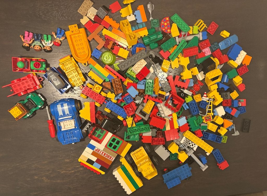 Partij LEGO Duplo: stenen, auto's en poppetjes, Ophalen of Verzenden, Gebruikt, Losse stenen, Duplo