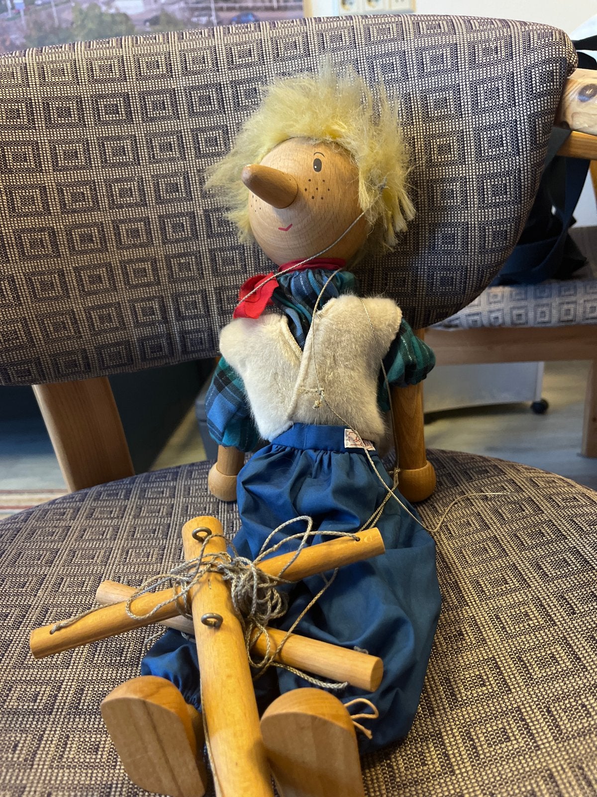Vintage Pinokkio marionetpop - Houten handgemaakte pop, Verzamelen, Ophalen of Verzenden, Gebruikt, Overige typen