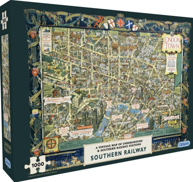 Gibsons - London Town by Southern Railway - 1000 stukjes, Ophalen of Verzenden, 500 t/m 1500 stukjes, Nieuw, Legpuzzel