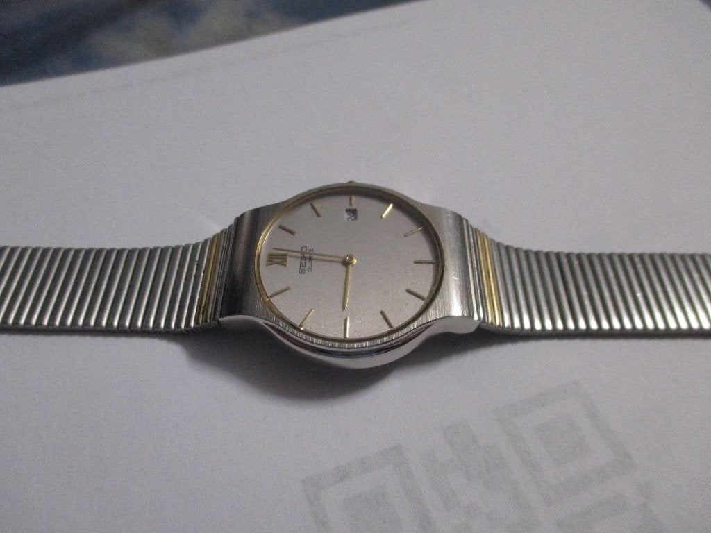 klassiek/als nieuw/seiko/origineel/1990/verguld/dun/quartz++, Seiko, Polshorloge, Met bandje, Goud