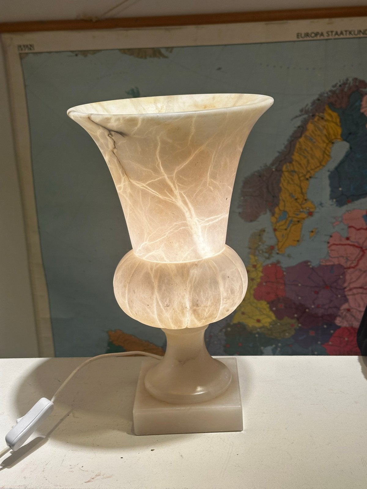 Vintage Albasten Tafellamp - Sfeervolle Verlichting, Ophalen of Verzenden